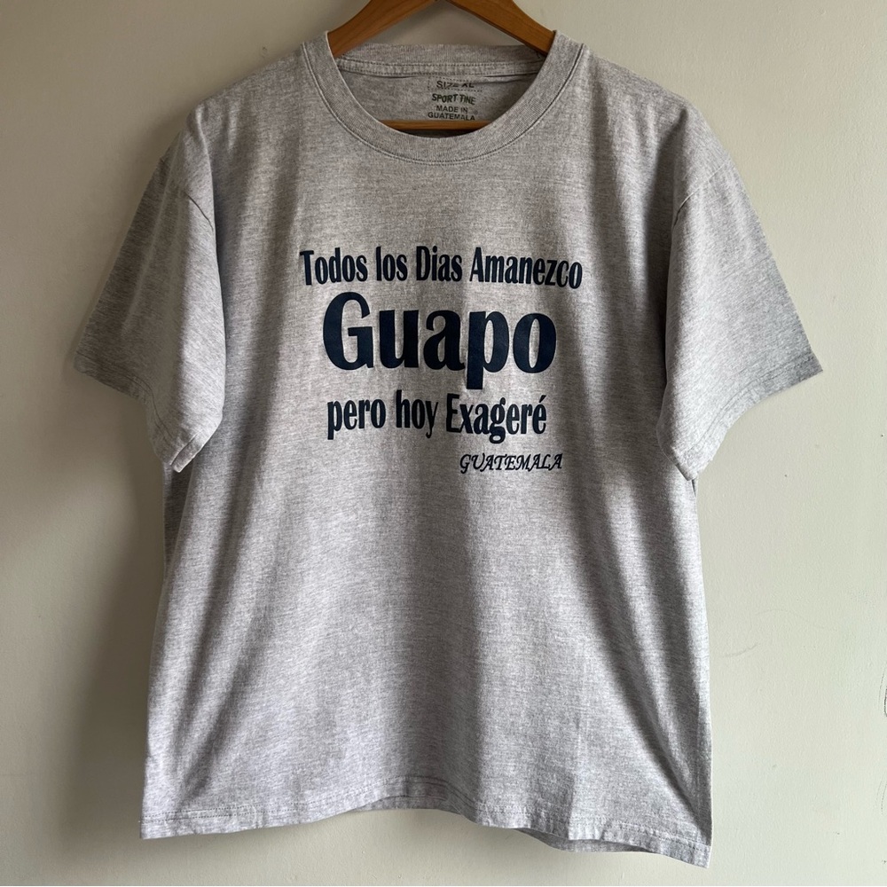 Gray Graphic T-Shirt with Spanish Text